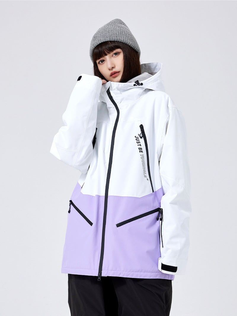 Women's Hooded Color-Panel Snowboard Shell