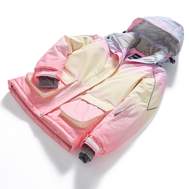 Kids' Rainbow-Gradient Insulated Snow Jacket and Bibs