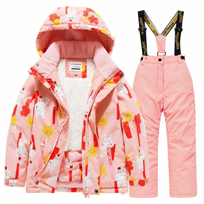 Kids' Cozy Fleece-Lined Printed Snow Outfit