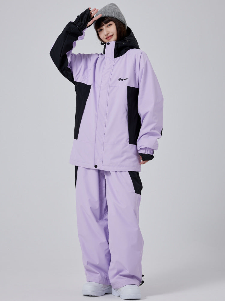 Unisex Vintage Colorblock Snow Jacket and Pants