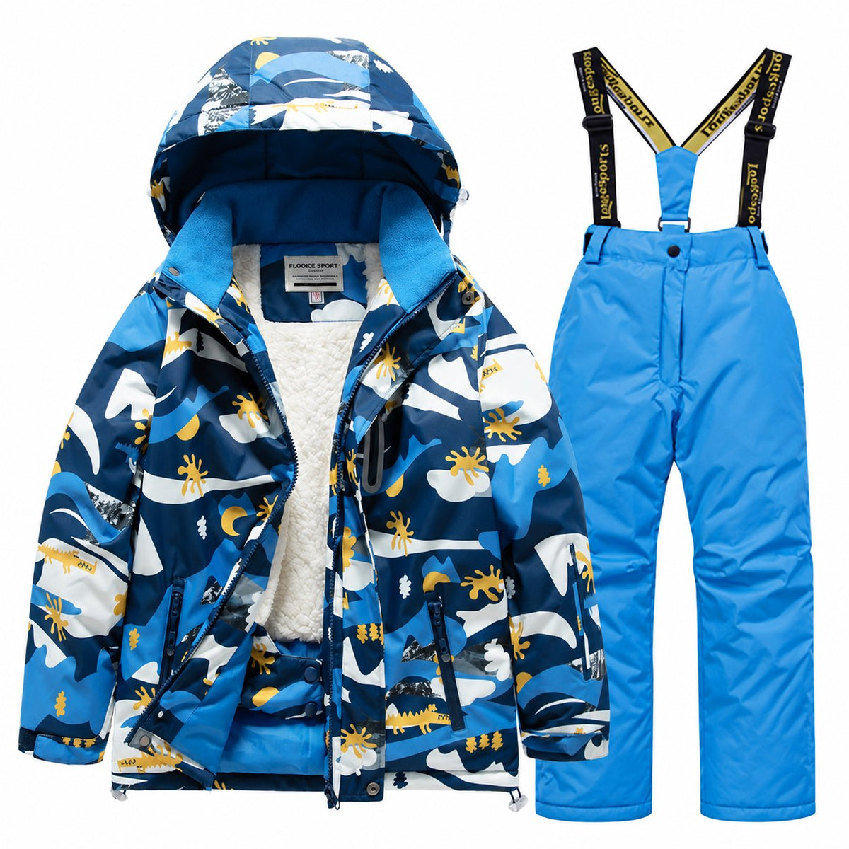 Kids' Printed Winter Ski Jacket and Bib Set