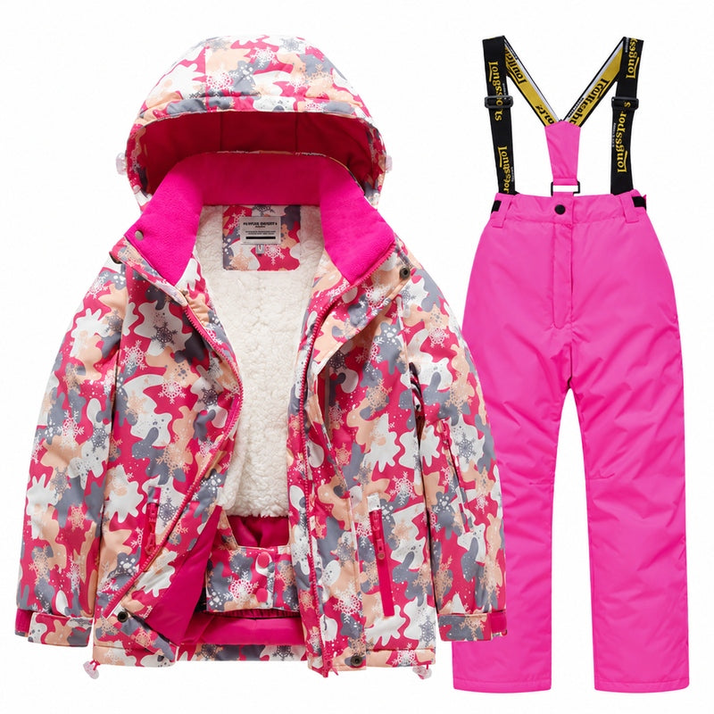 Kids' Cozy Fleece-Lined Printed Snow Outfit