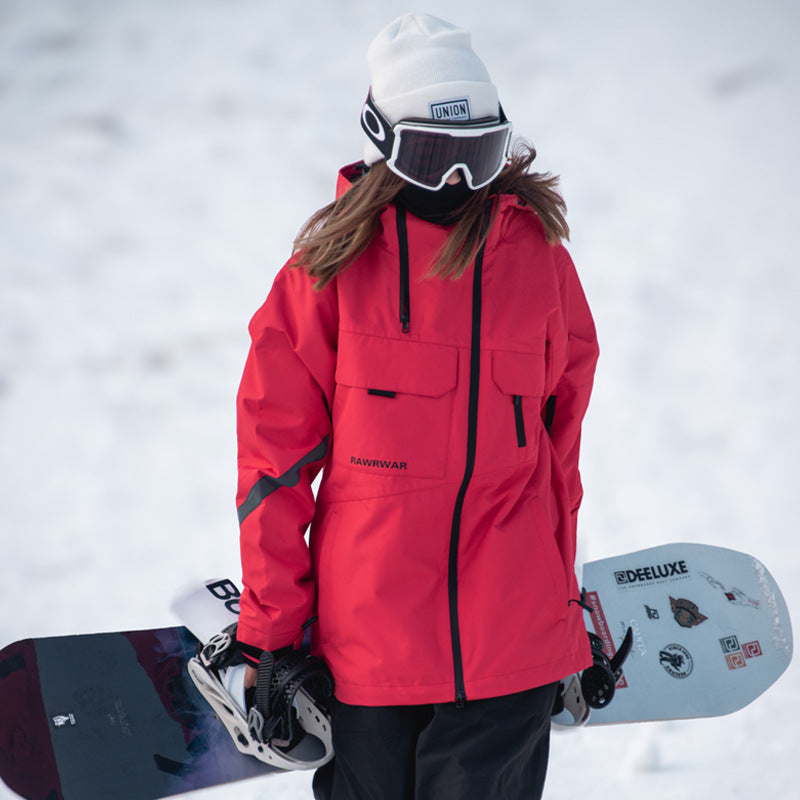 Unisex Insulated Cargo-Pocket Snowboarding Jacket