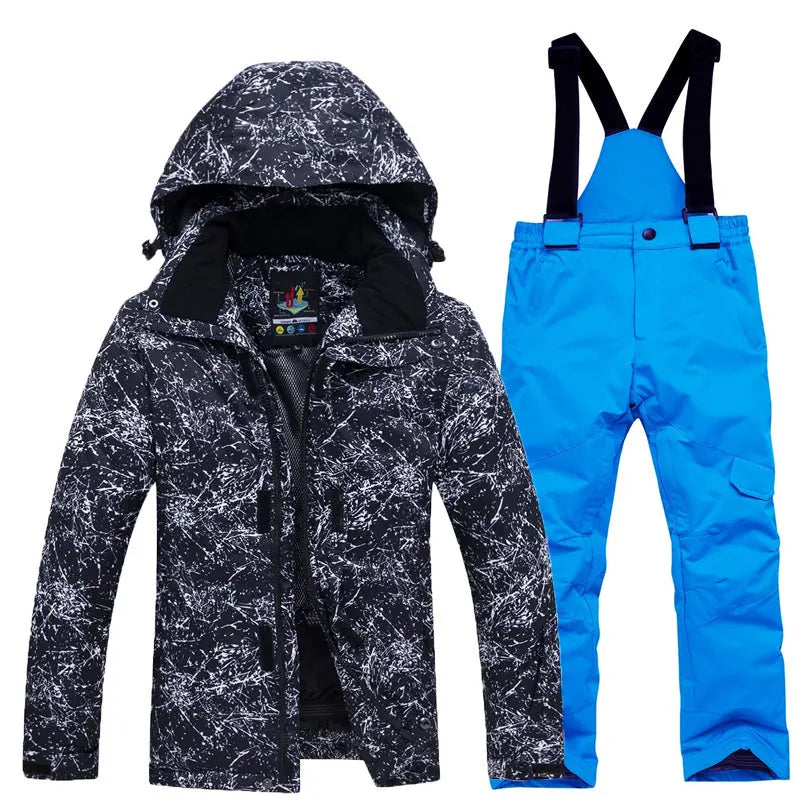 Kids Snowsuit Ski Pants Jacket Waterproof Snowbibs for Boys Girls
