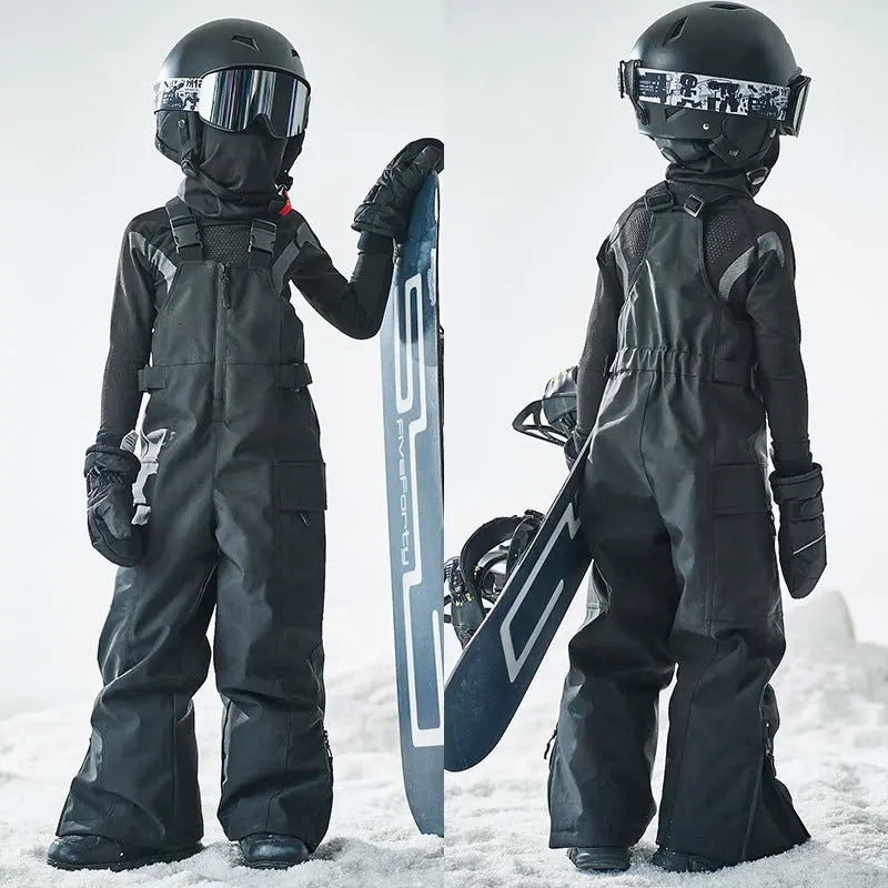 Kids Hooded Snowboarding Jacket Windproof Ski Bibs Pants