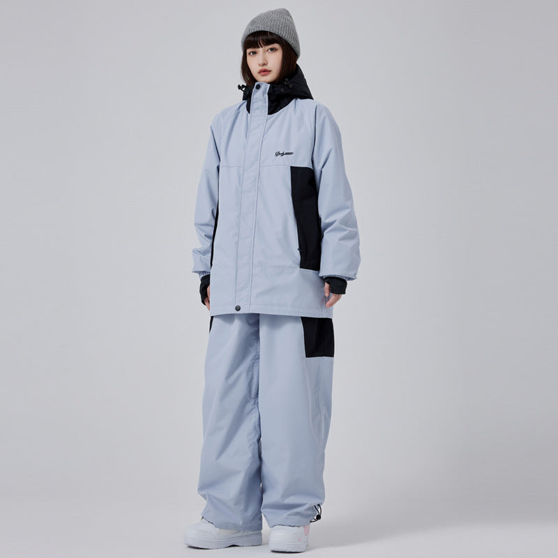 Unisex Vintage Colorblock Snow Jacket and Pants