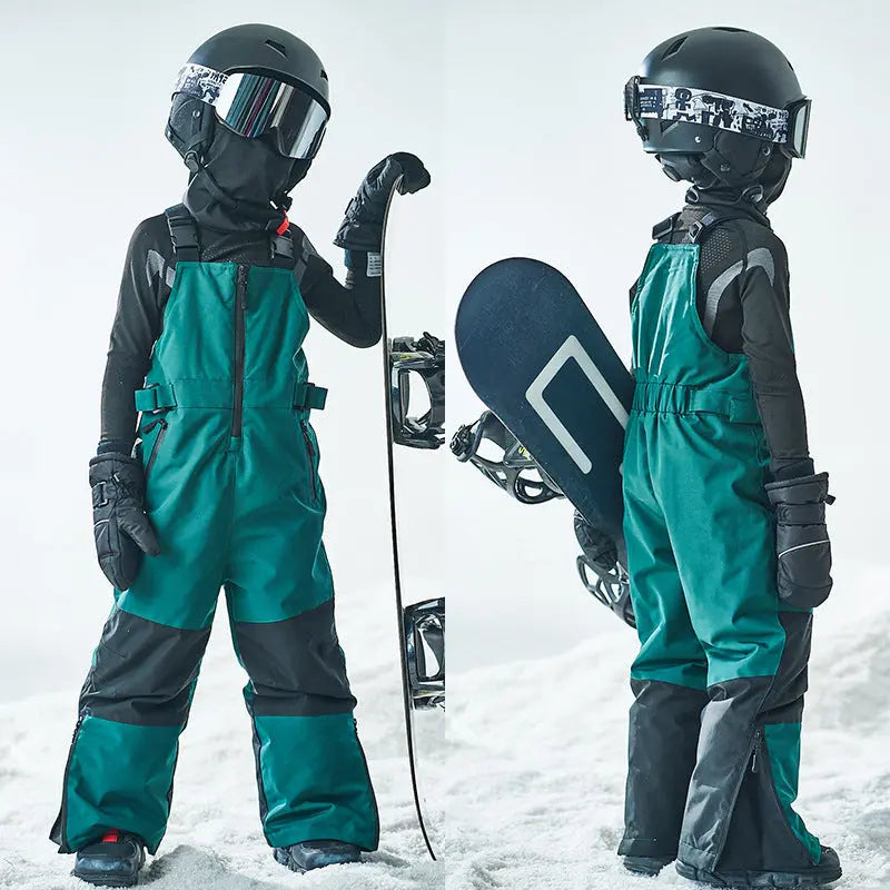 Children's Ski Bibs Patchwork Adjustable Snowboarding Pants