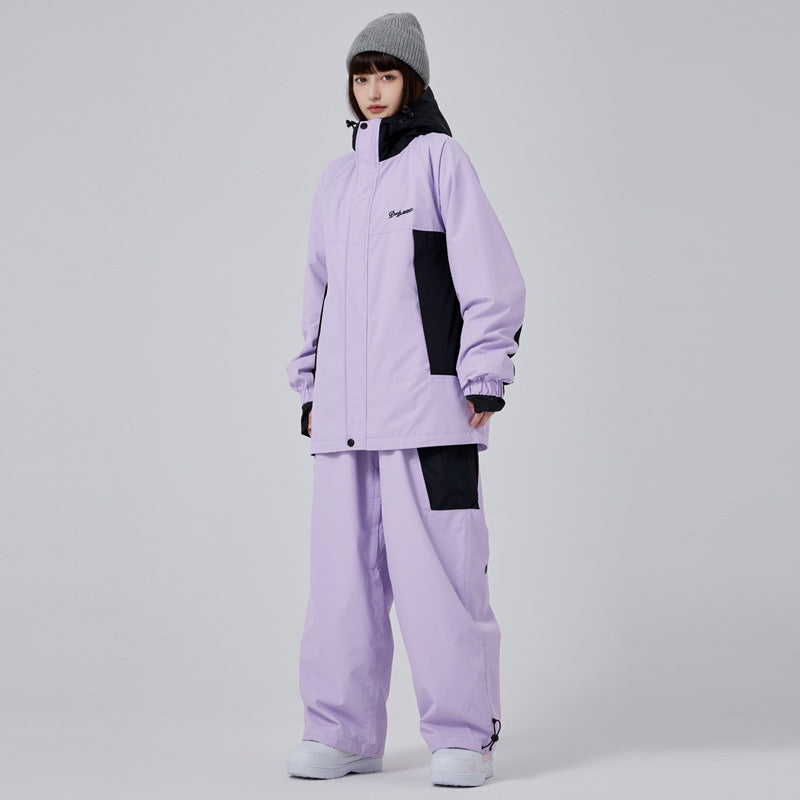 Unisex Vintage Colorblock Snow Jacket and Pants
