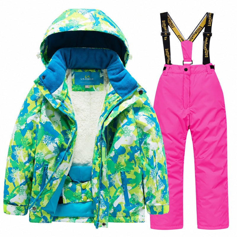 Kids' Cozy Fleece-Lined Printed Snow Outfit