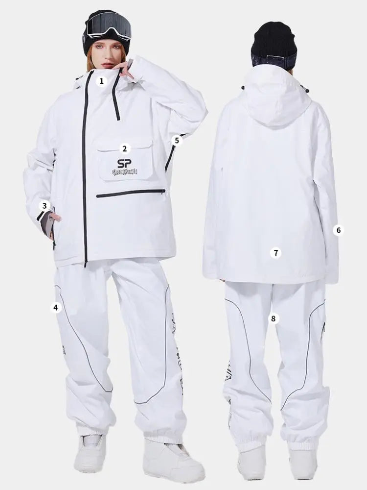 Women's Anorak Snowboarding Suits Zipper Ski Hoodie & Pants Set