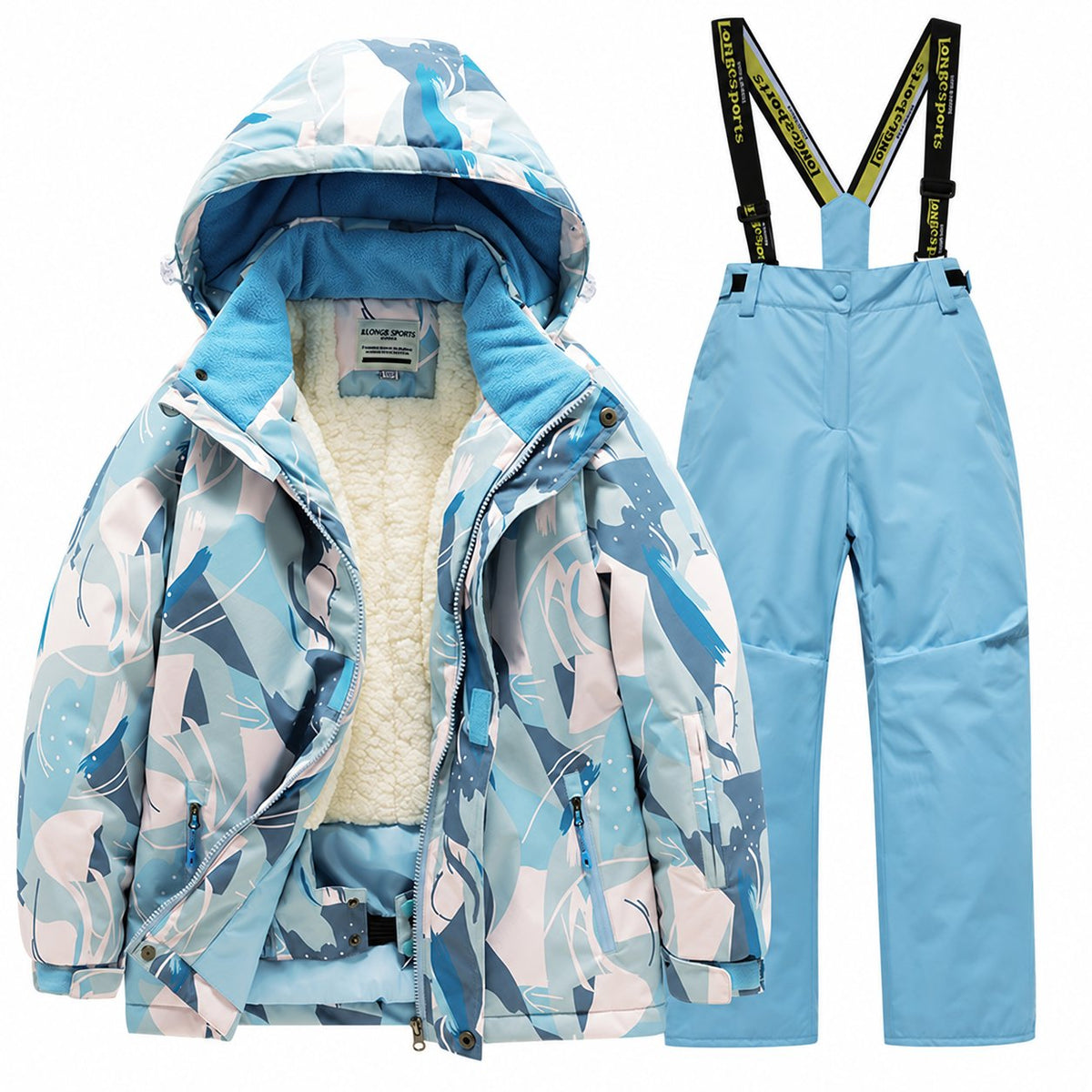 Kids' Printed Winter Ski Jacket and Bib Set