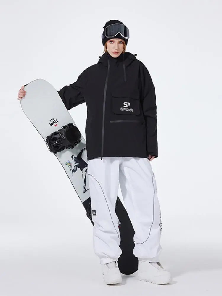 Women's Anorak Snowboarding Suits Zipper Ski Hoodie & Pants Set