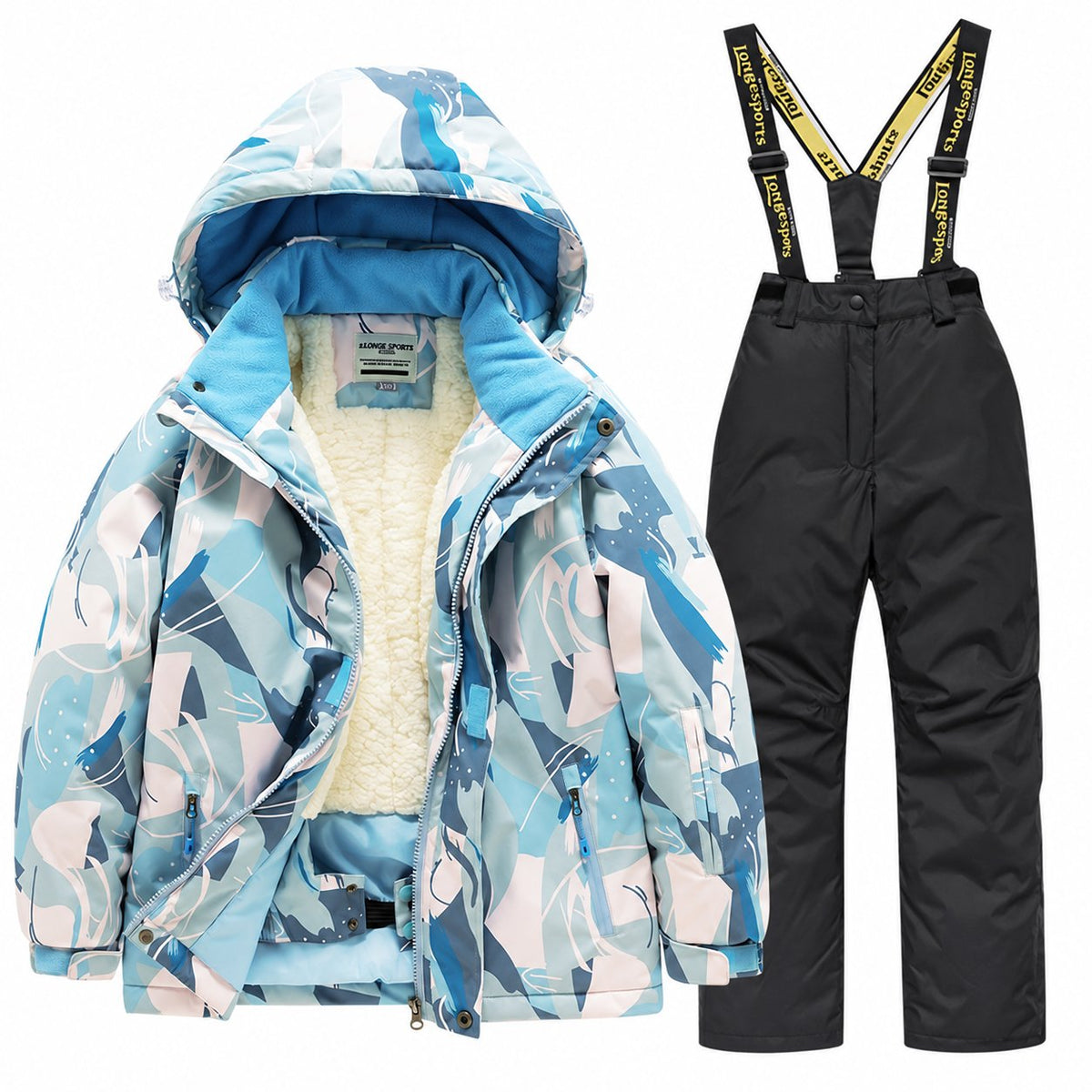 Kids' Printed Winter Ski Jacket and Bib Set