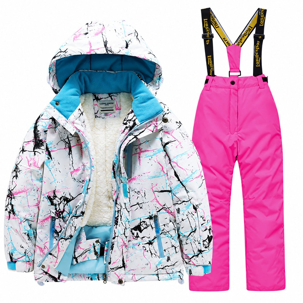 Kids' Printed Winter Ski Jacket and Bib Set