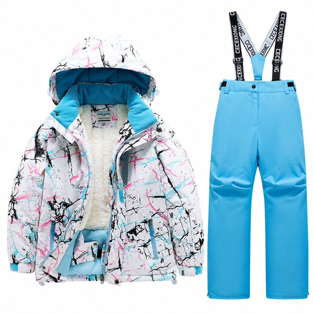 Kids' Printed Winter Ski Jacket and Bib Set