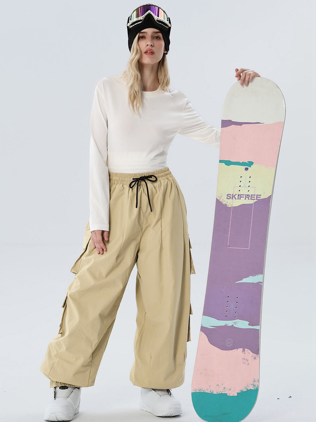 Women's Drawstring-Waist Baggy Snow Pants