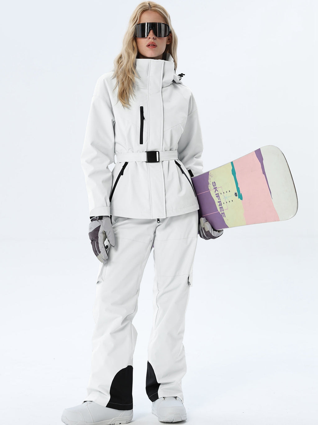 Women's Coordinated Belted Snow Jacket and Pants