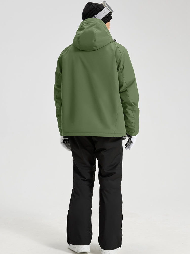 Men's Hooded Cargo Snow Jacket and Bib-Style Pants