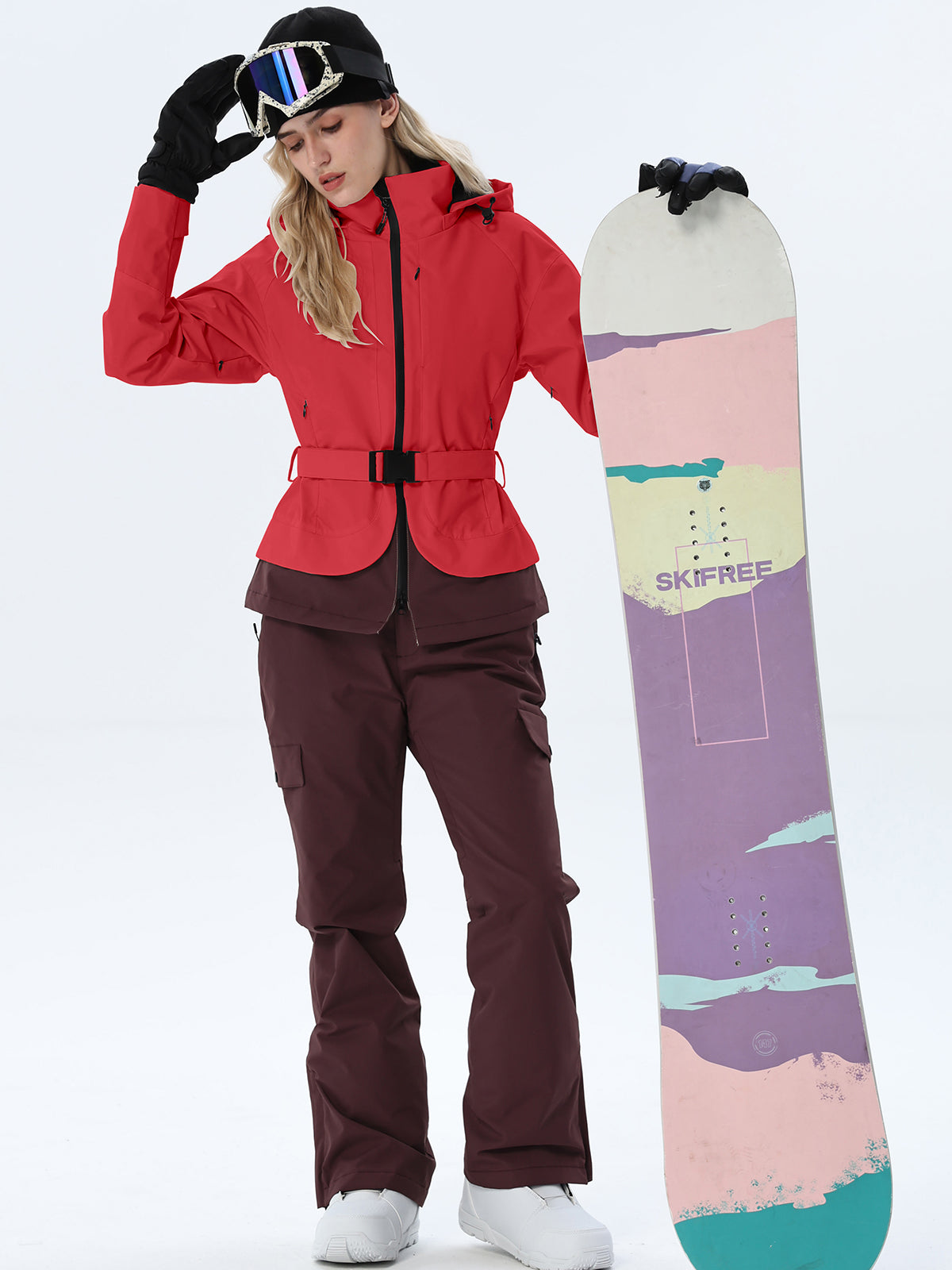 Women's Two-Tone Ski Outfit with Adjustable Waist Belt