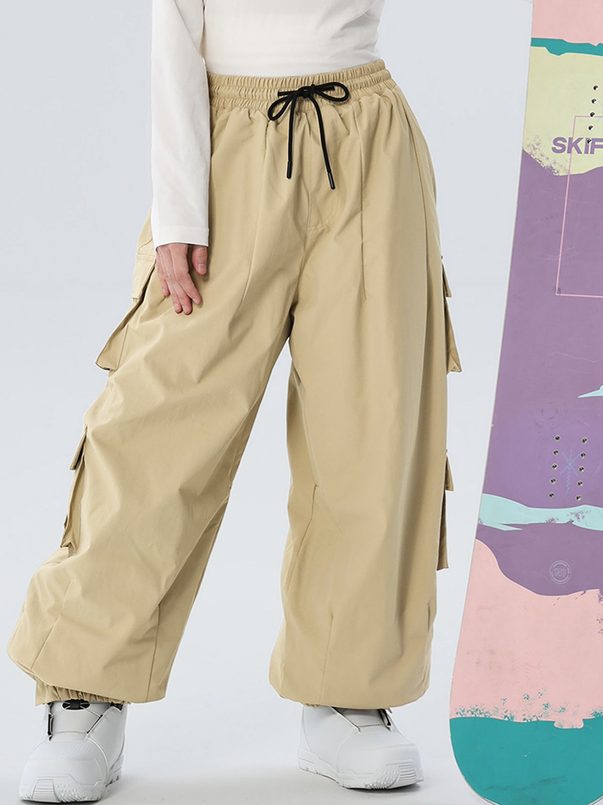 Women's Drawstring-Waist Baggy Snow Pants