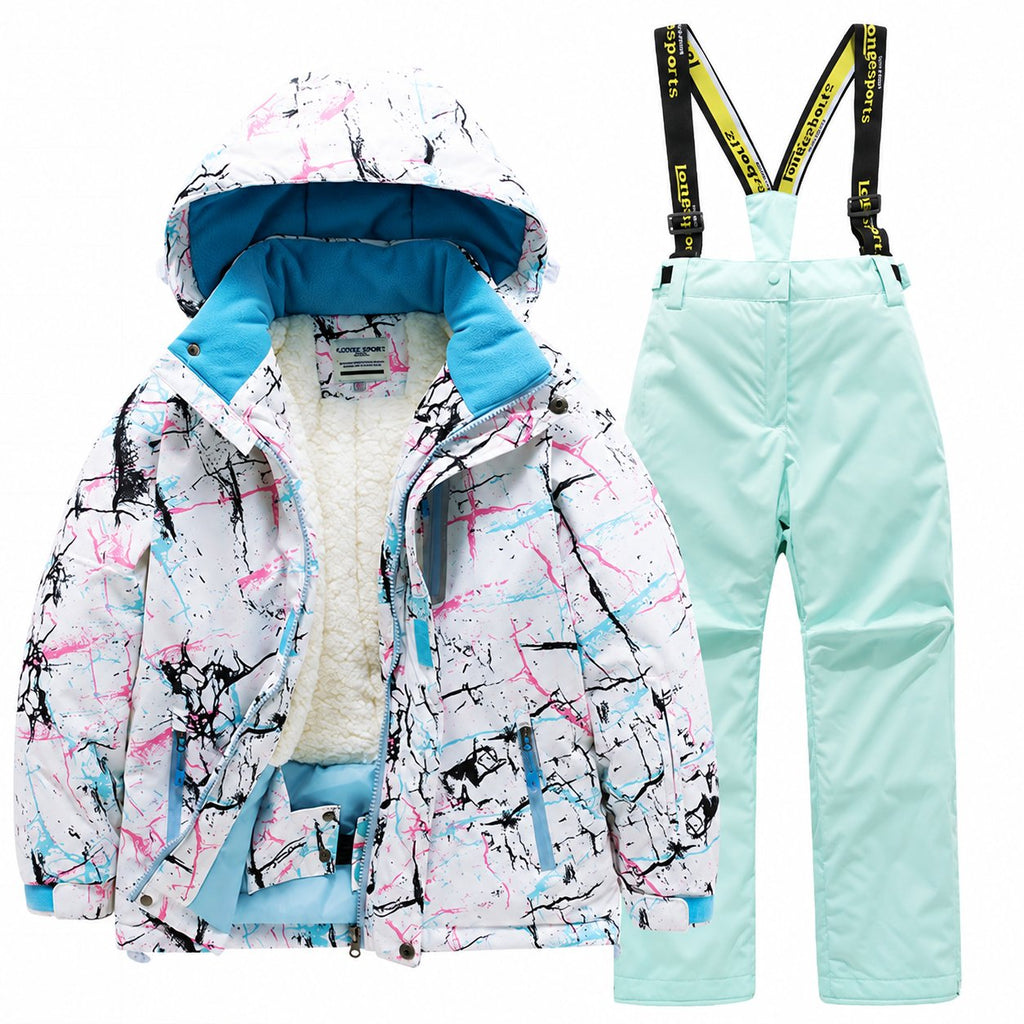 Kids' Printed Winter Ski Jacket and Bib Set