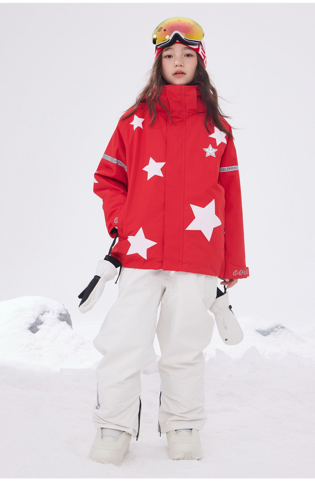 Kids' Star-Pattern Waterproof Ski Shell Jacket