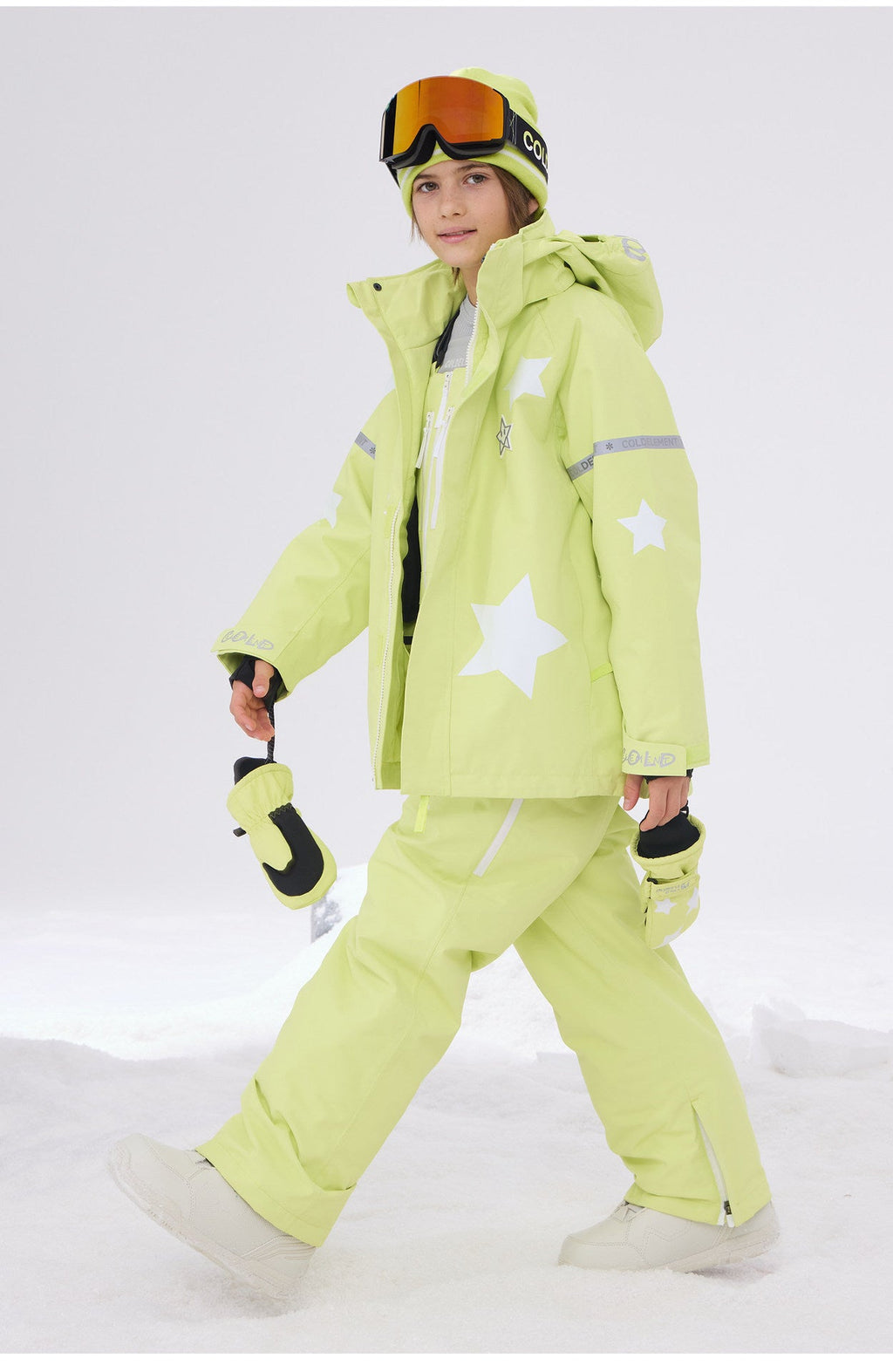 Kids' Star-Pattern Waterproof Ski Shell Jacket