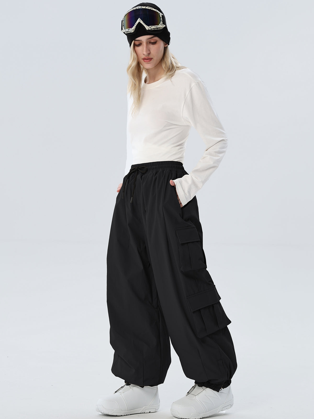 Women's Drawstring-Waist Baggy Snow Pants