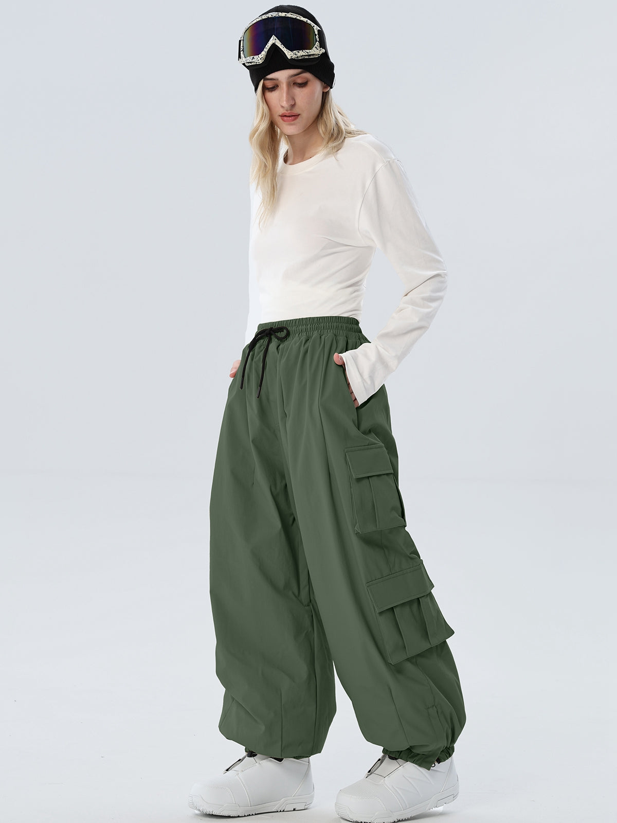 Women's Drawstring-Waist Baggy Snow Pants