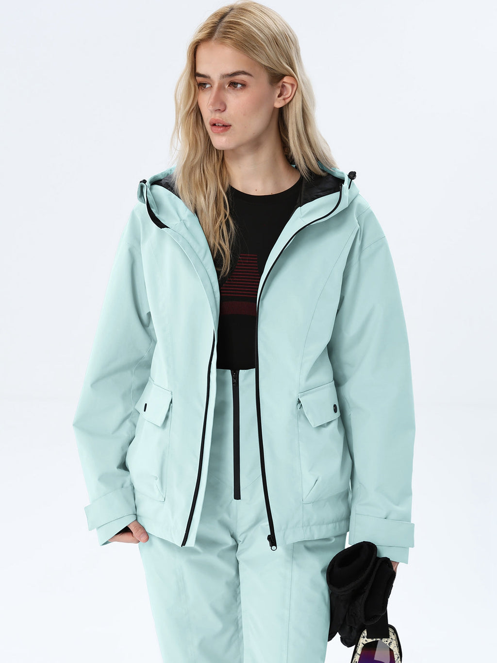Women's Hooded Utility Snow Set with Flap Pockets