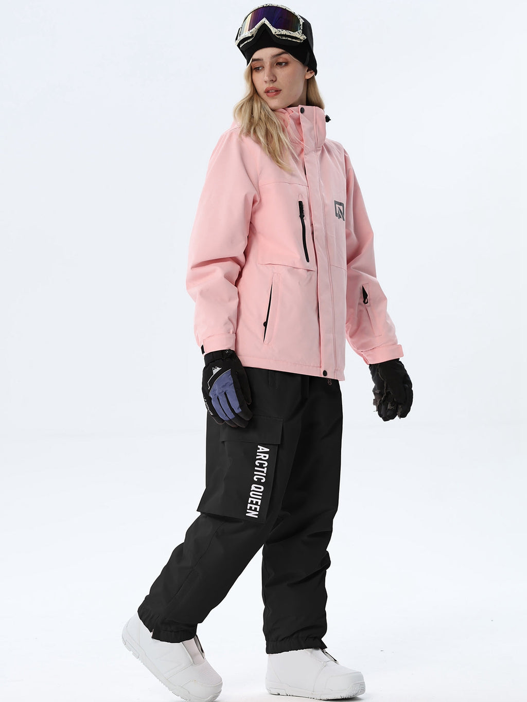 Women's Hooded Ski Jacket and Bib Overalls Combo