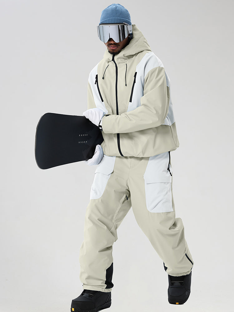 Men's Retro Color-Panel Jacket and Cargo Pants Set