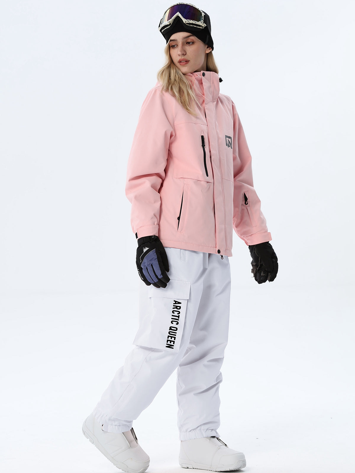 Women's Hooded Ski Jacket and Bib Overalls Combo