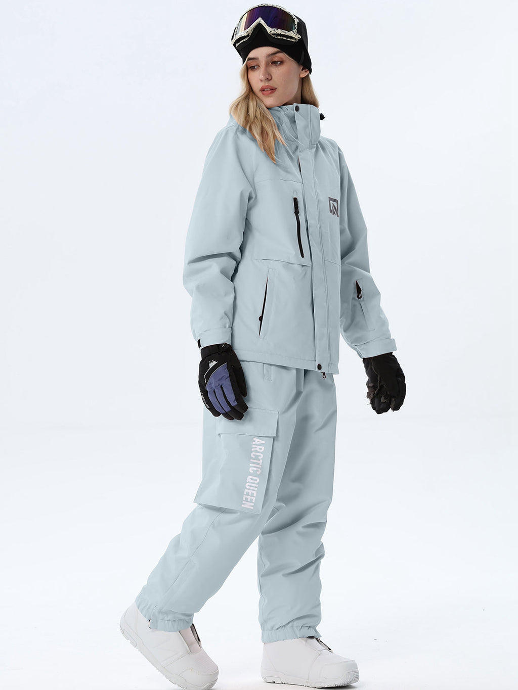 Women's Hooded Ski Jacket and Bib Overalls Combo