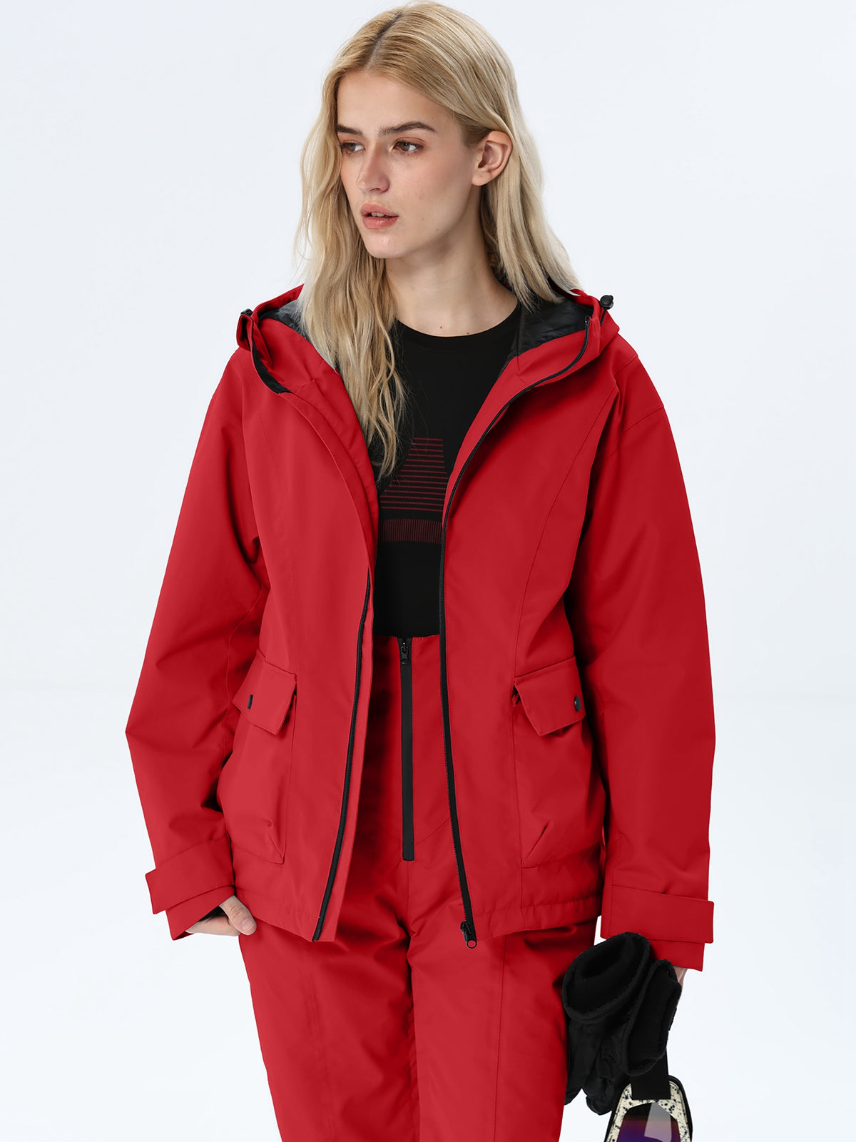 Women's Hooded Utility Snow Set with Flap Pockets