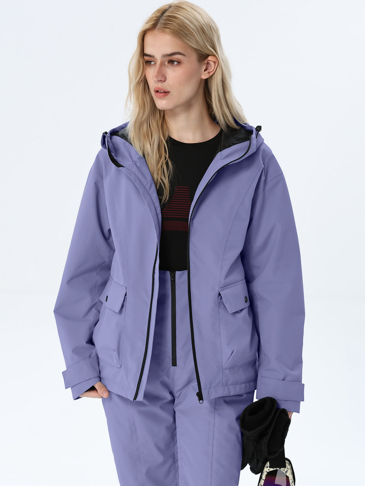 Women's Hooded Utility Snow Set with Flap Pockets
