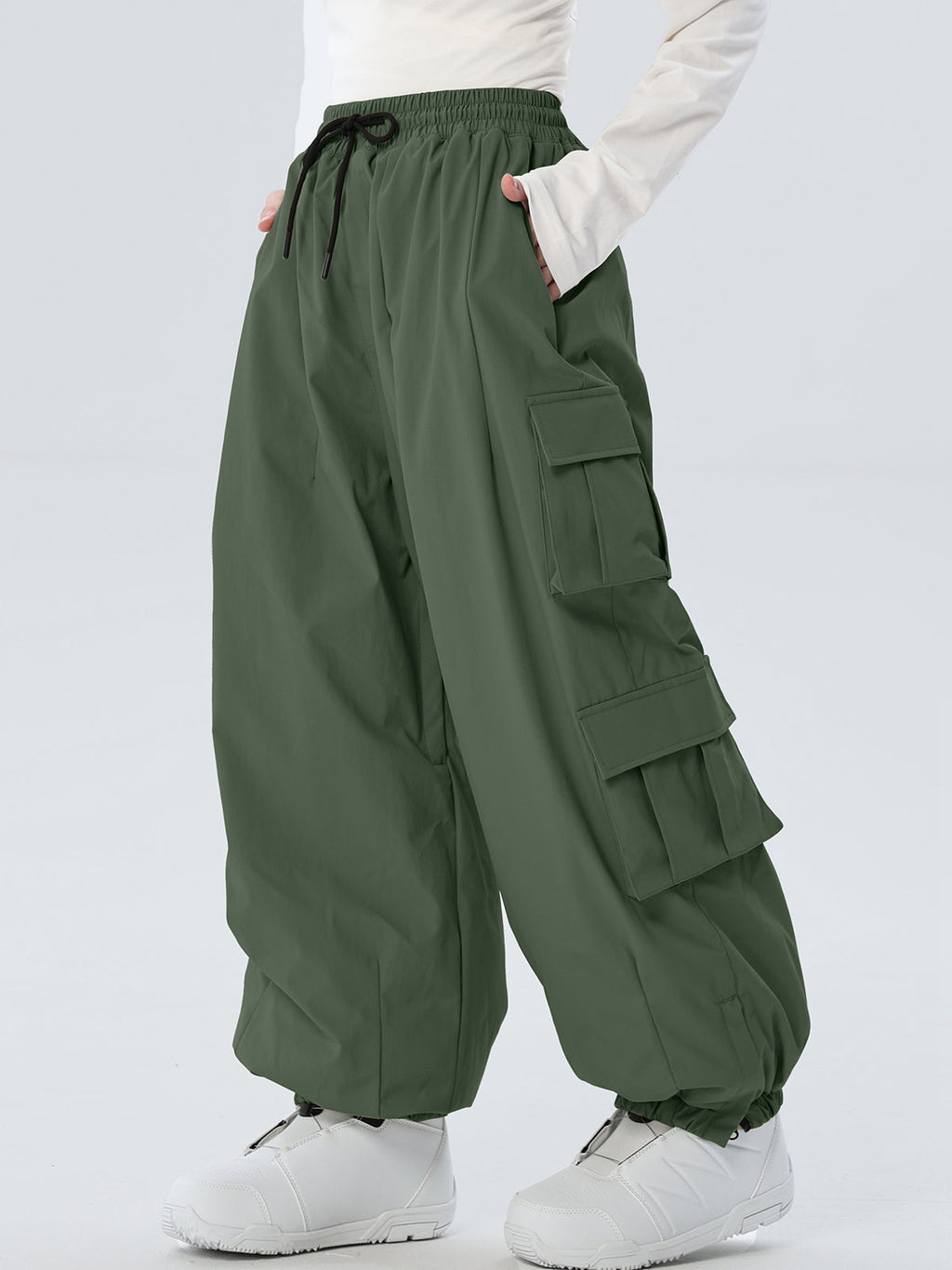 Women's Drawstring-Waist Baggy Snow Pants