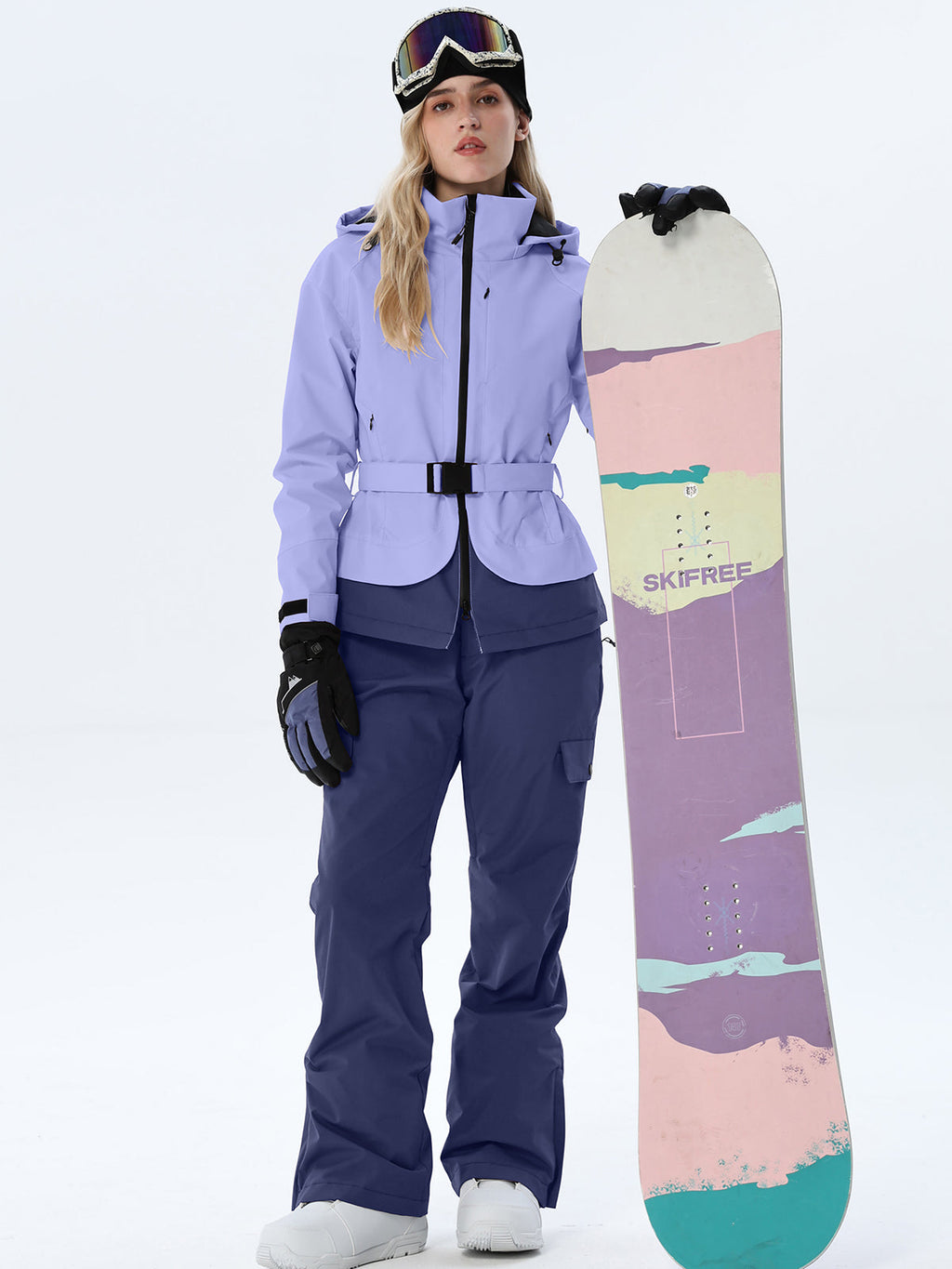 Women's Two-Tone Ski Outfit with Adjustable Waist Belt