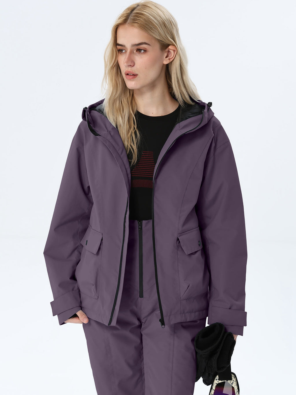 Women's Hooded Utility Snow Set with Flap Pockets