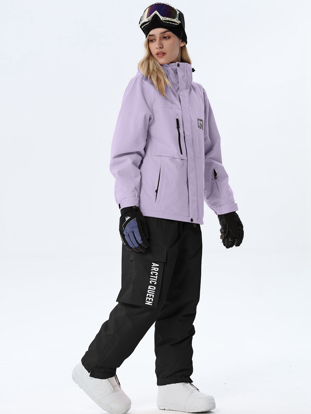Women's Hooded Ski Jacket and Bib Overalls Combo