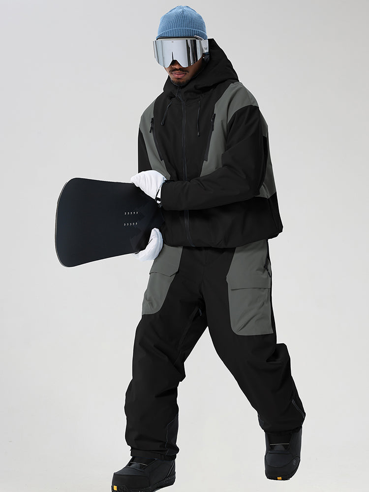 Men's Retro Color-Panel Jacket and Cargo Pants Set