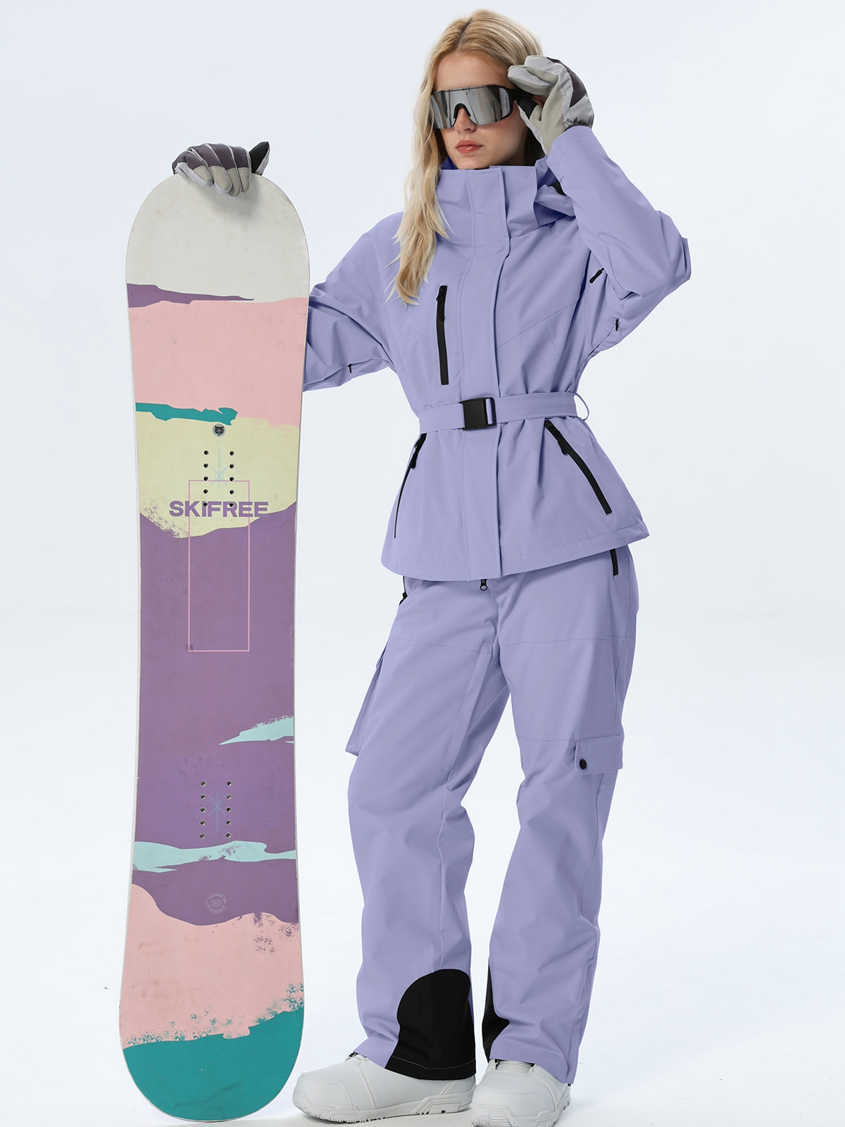 Women's Coordinated Belted Snow Jacket and Pants