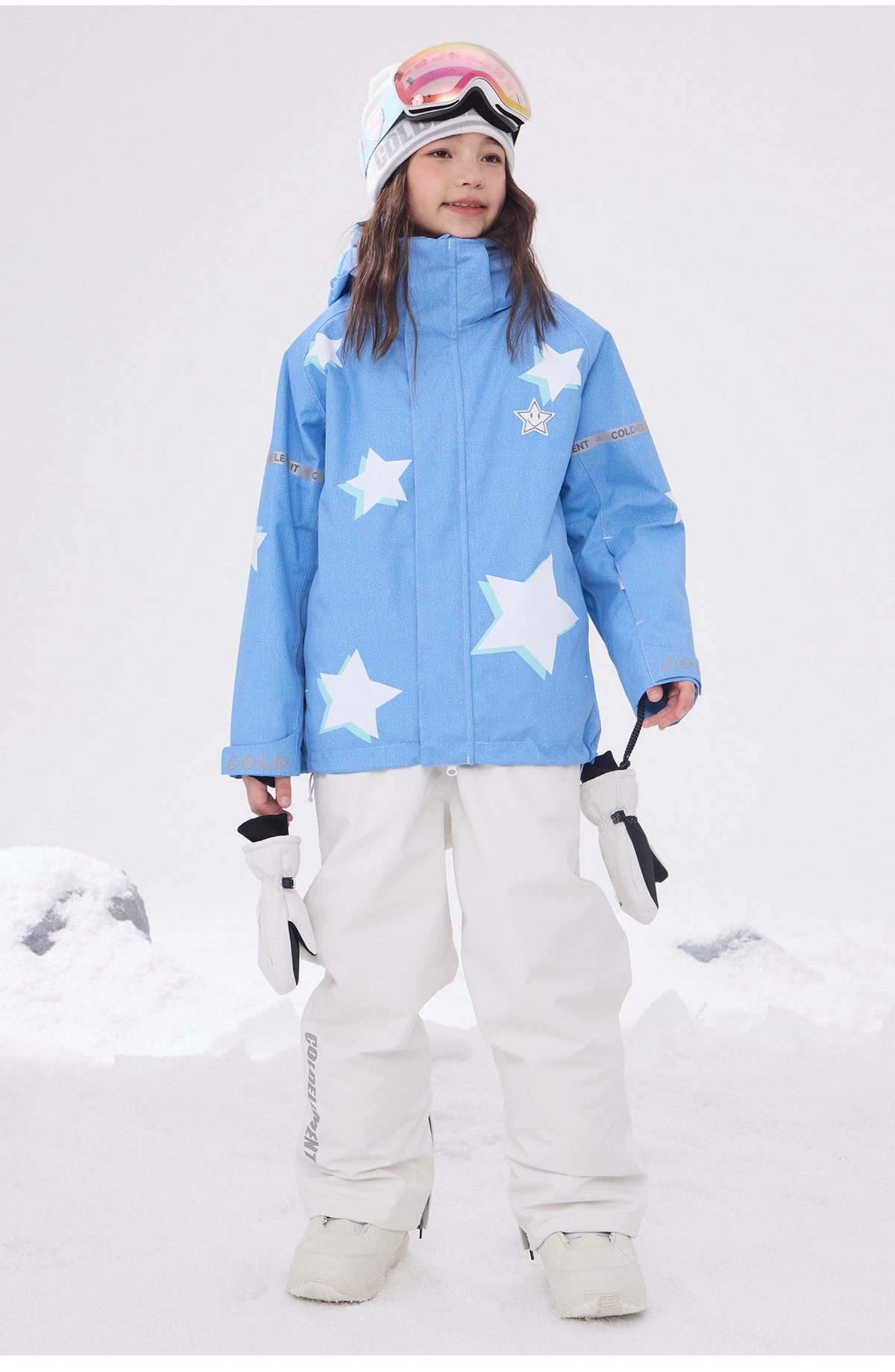 Kids' Star-Pattern Waterproof Ski Shell Jacket