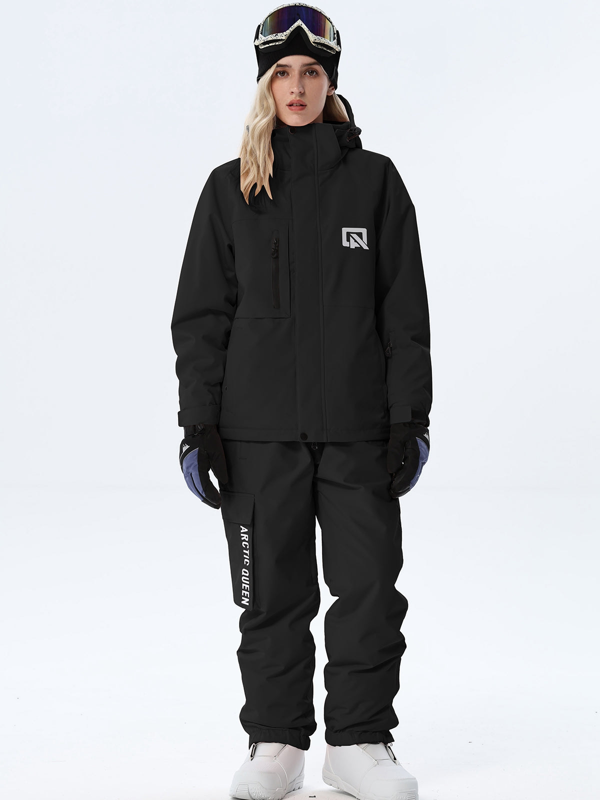 Women's Hooded Ski Jacket and Bib Overalls Combo