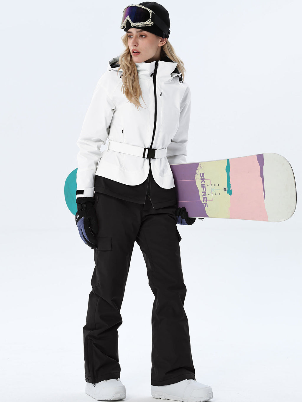 Women's Two-Tone Ski Outfit with Adjustable Waist Belt