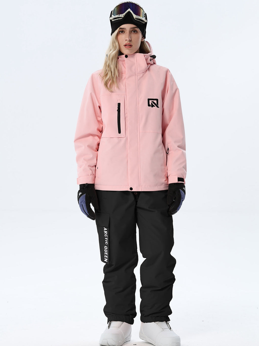 Women's Hooded Ski Jacket and Bib Overalls Combo