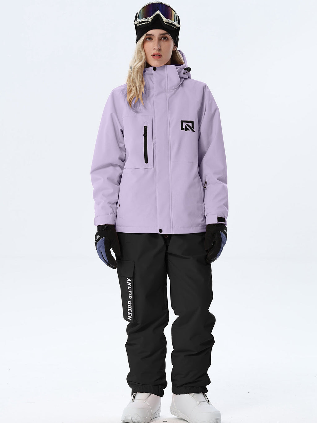 Women's Hooded Ski Jacket and Bib Overalls Combo