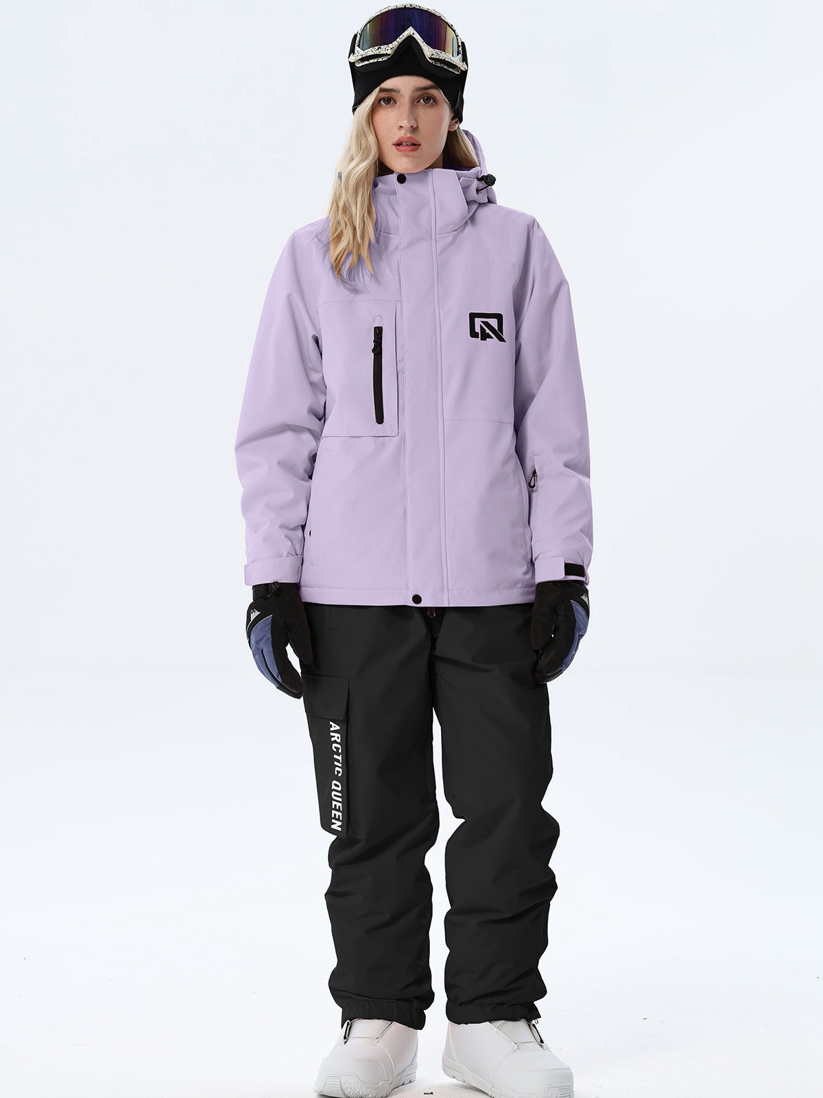 Women's Hooded Ski Jacket and Bib Overalls Combo