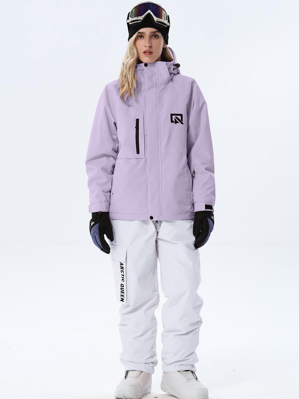 Women's Hooded Ski Jacket and Bib Overalls Combo