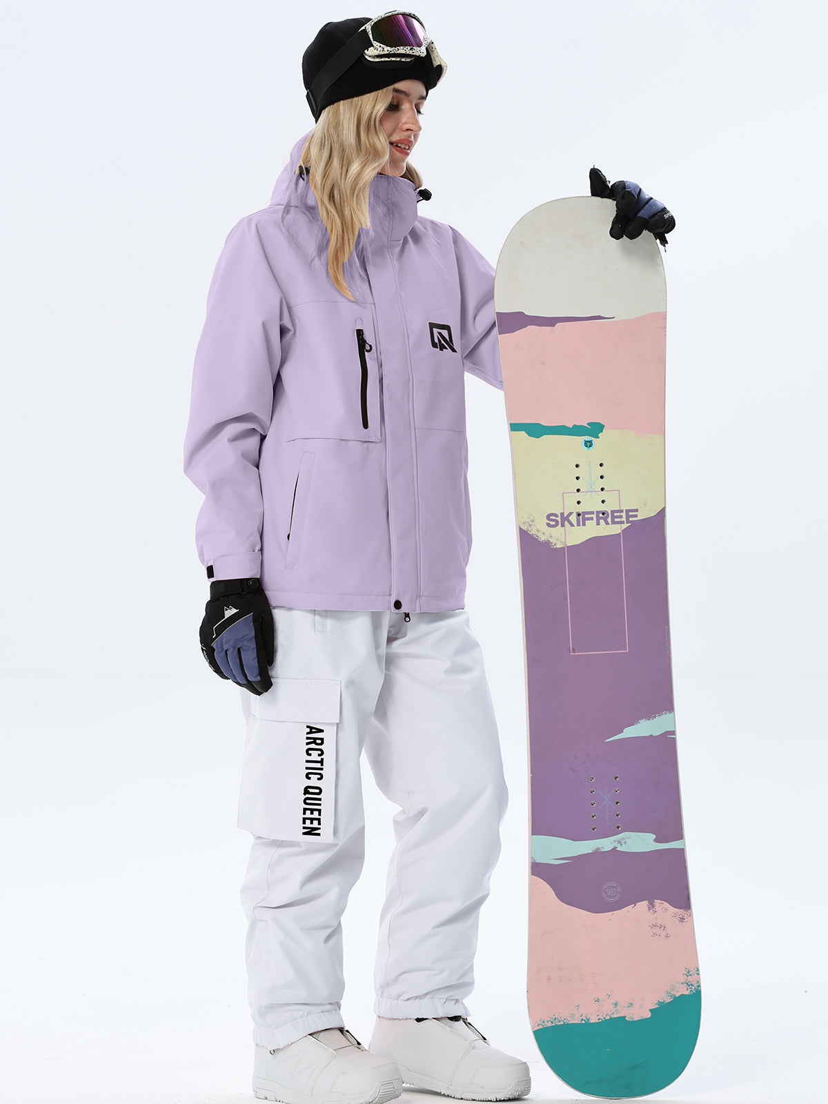 Women's Hooded Ski Jacket and Bib Overalls Combo